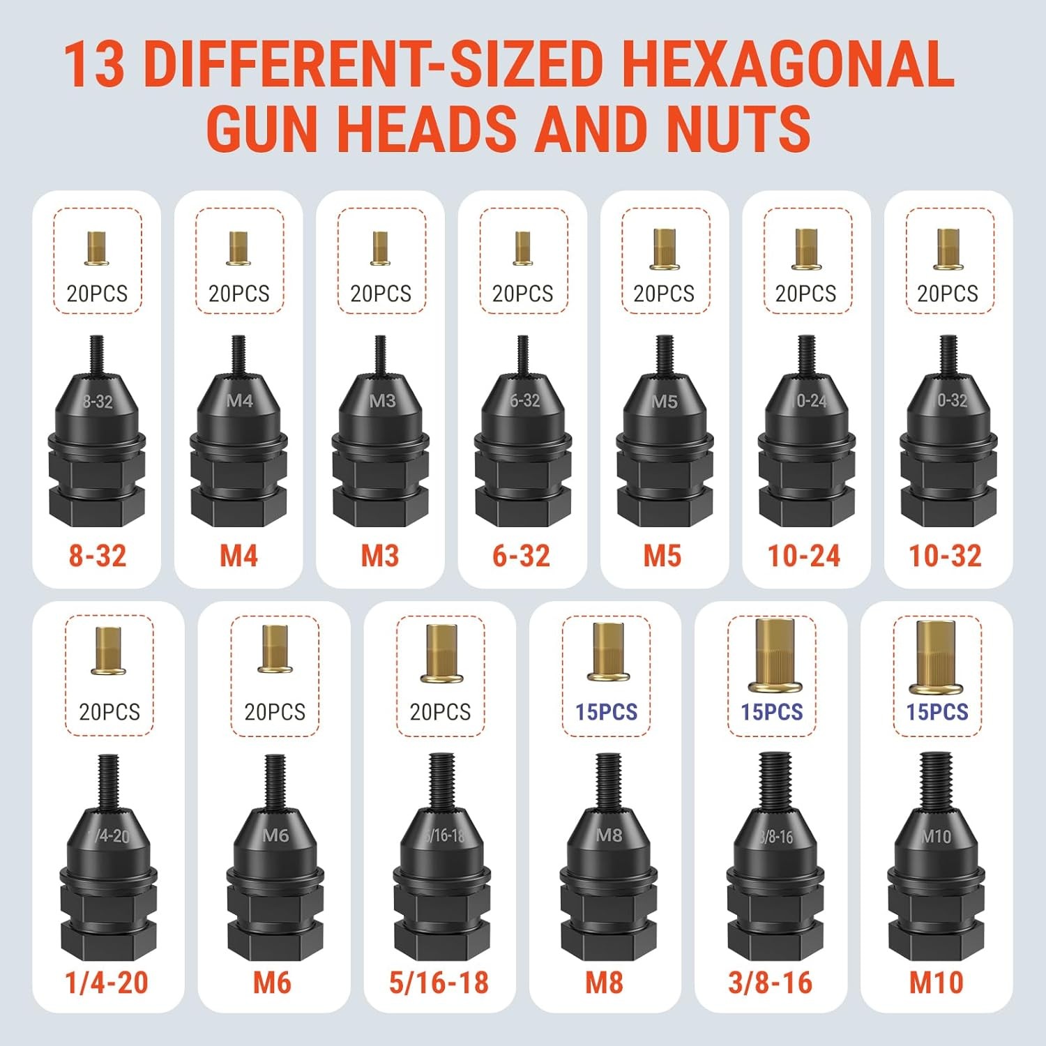 Rivet Nut Drill Adapter for Electric Drill, Upgraded Rivet Gun Kit with 13 Diffe