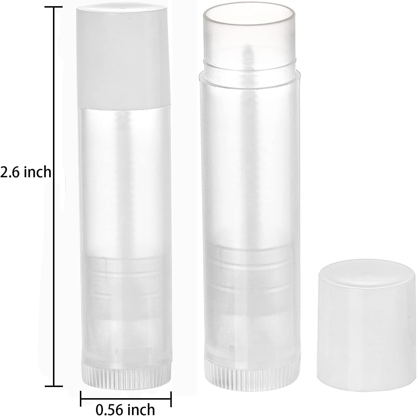 100 Pack 5.5ml Clear Empty Lip Balm Tubes with White Caps