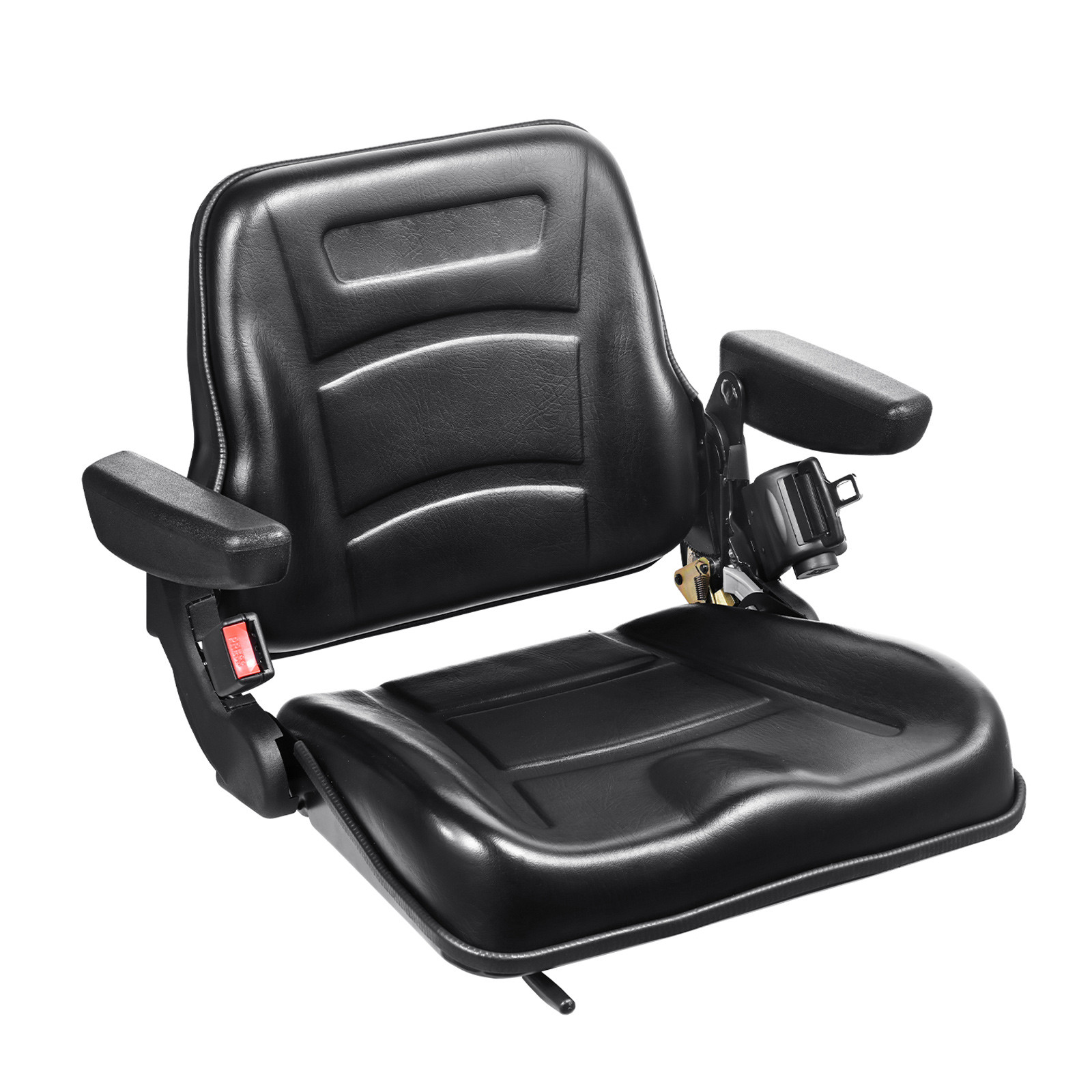 Uimoso Universal Forklift Seat Tractor Seat Adjustable Back Seatbelt Armrests