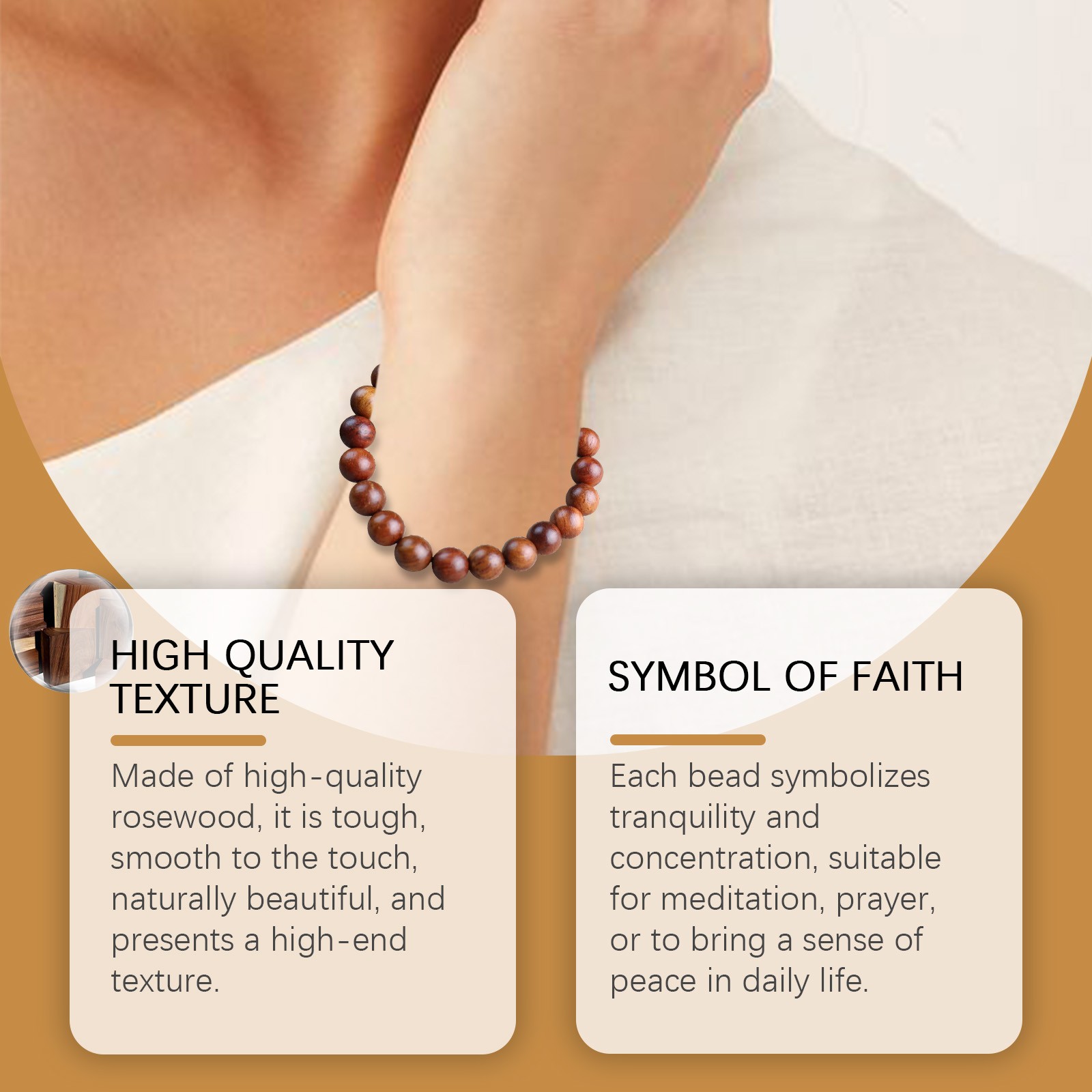 Rosewood Beaded Bracelet Unisex Natural Wood Wristband Stylish Fashion Accessory