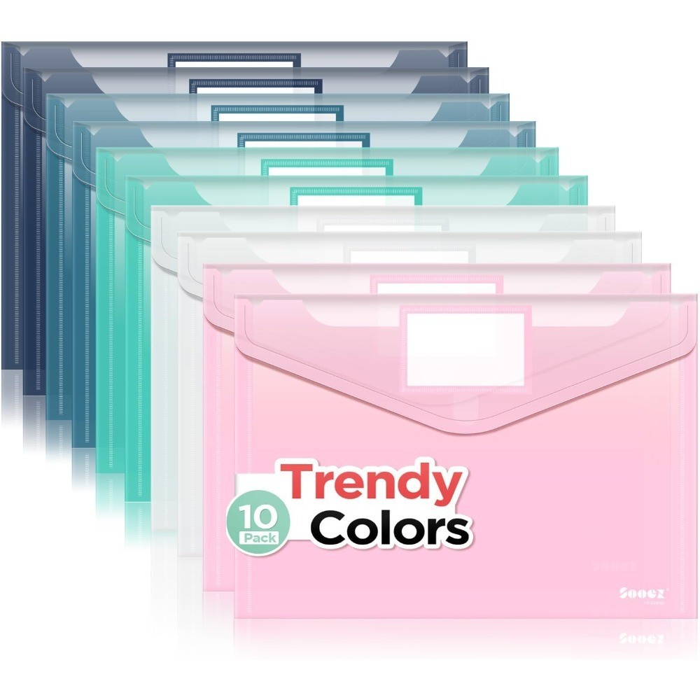 Plastic Envelopes 10Pack Heavy Duty Clear File Folders Document Holders Storage