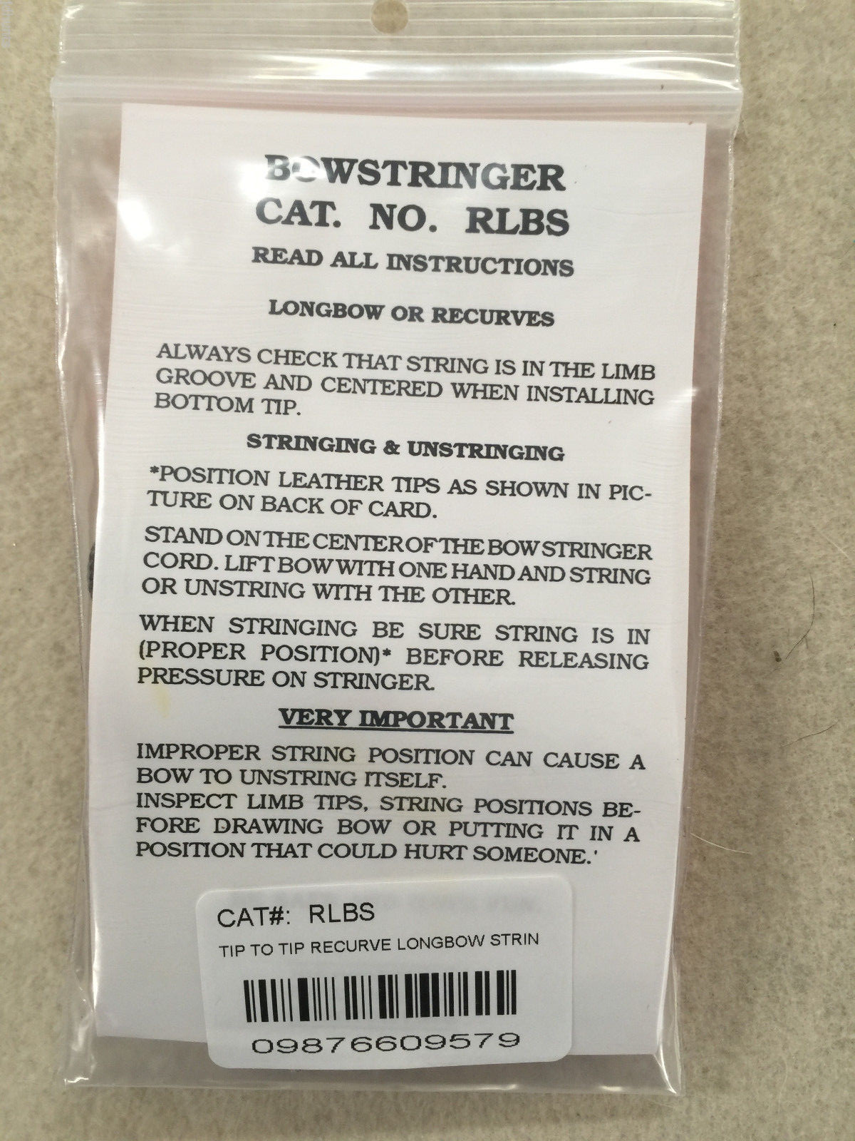Bateman Traditional Recurve or Longbow Stringer Tip to Tip Leather bow Stringer