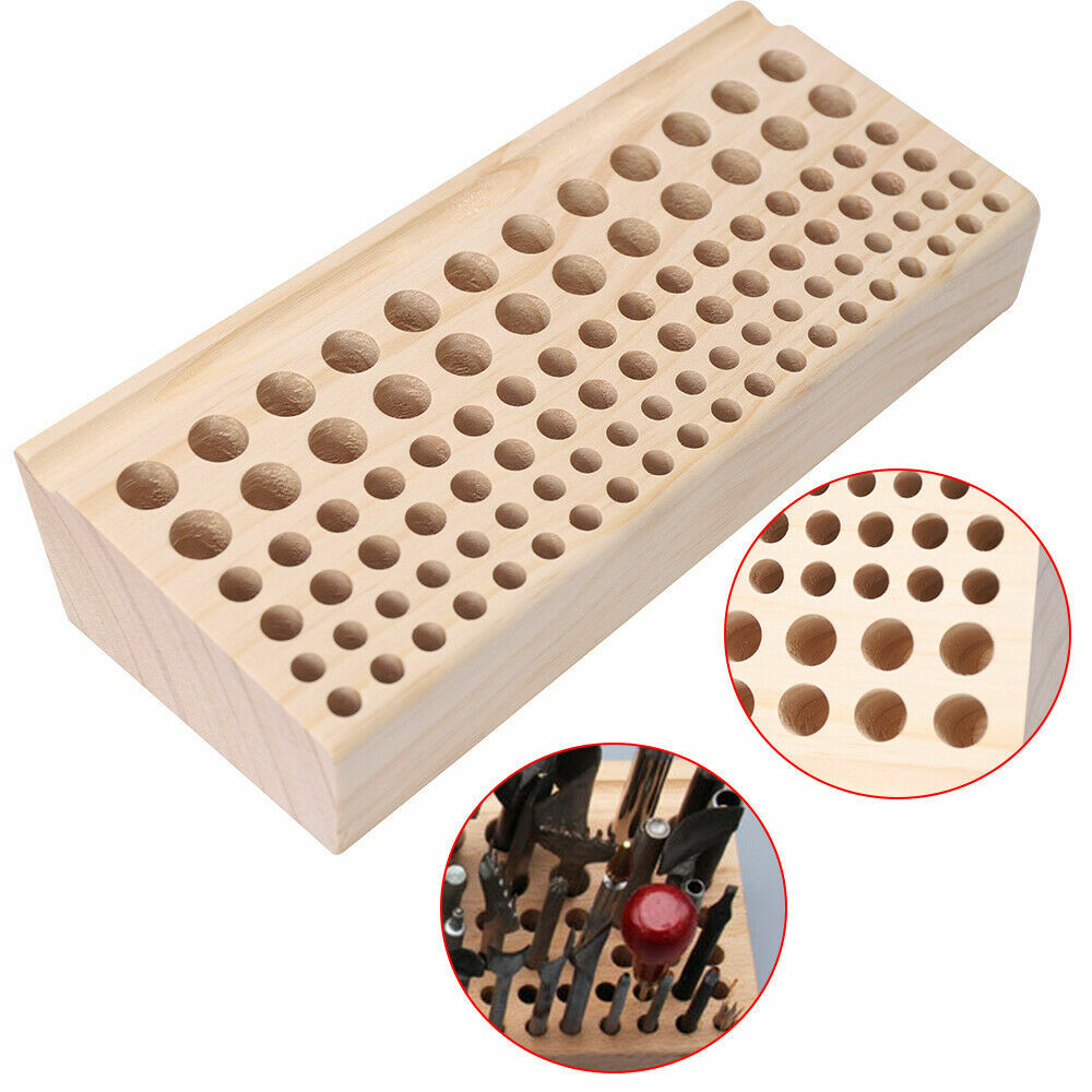 98 Holes Leather DIY Craft Wood Tool Rack, Wooden Stamp Storage Holder Organizer