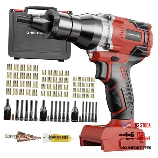 Cordless Rivet Nut Gun Compatible with Milwaukee 18V Battery, Red-Tool Only
