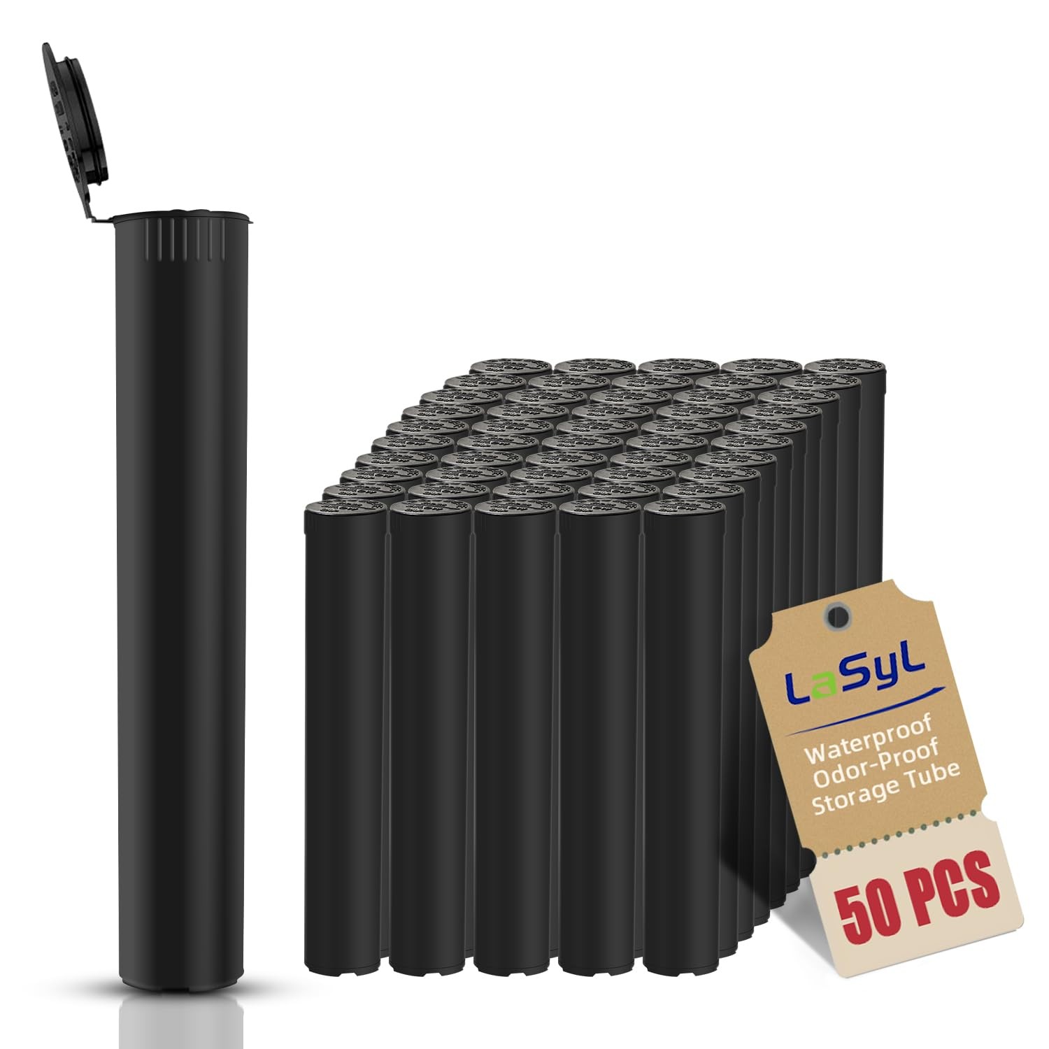 LaSyL 116mm Pre Roll Tubes - 50 Pcs, Waterproof Airtight Odor Sealing Smell P...