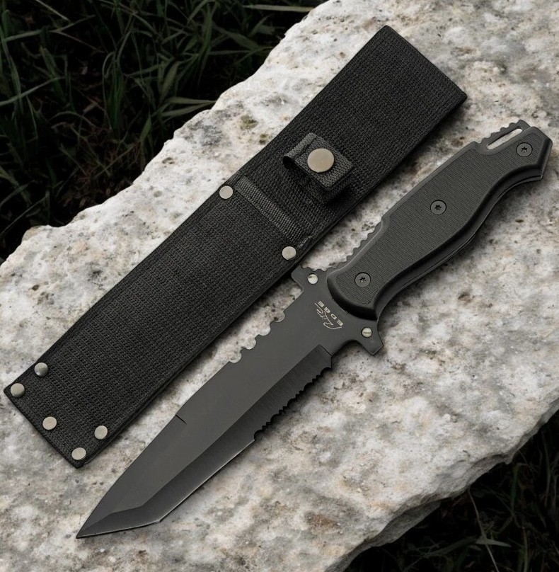 Fixed Blade Knife 12" – 7" 3Cr13 Stainless Steel Blade, ABS Handle + Sheath