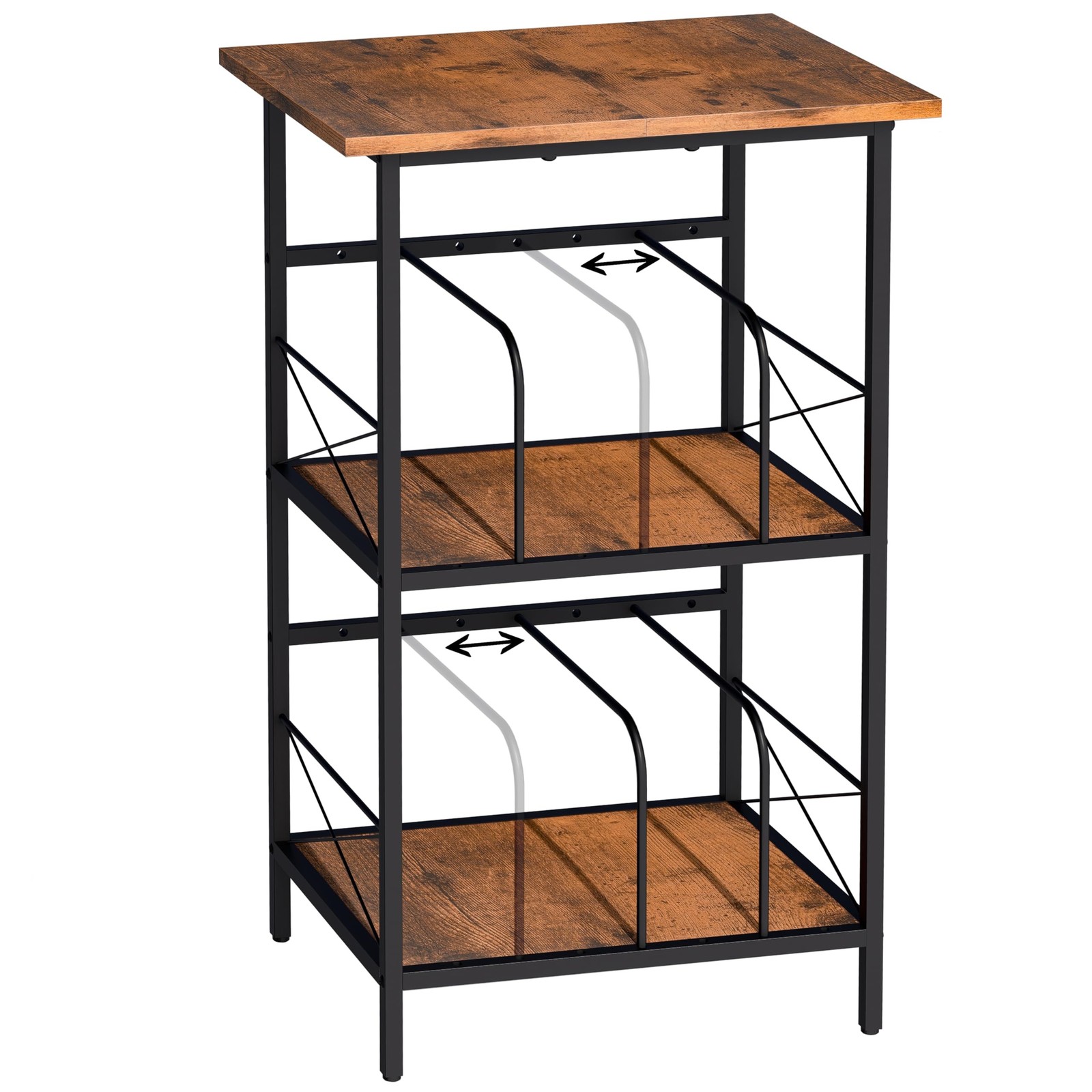 Record Player Stand with 4 Adjustable Dividers, Vinyl Record Storage Holds 20...