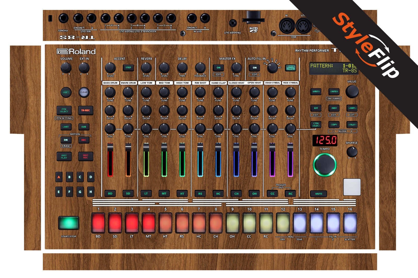 Roland TR-8S Rhythm Composer | Wood 2 | Protective Decal | StyleFlip Skins