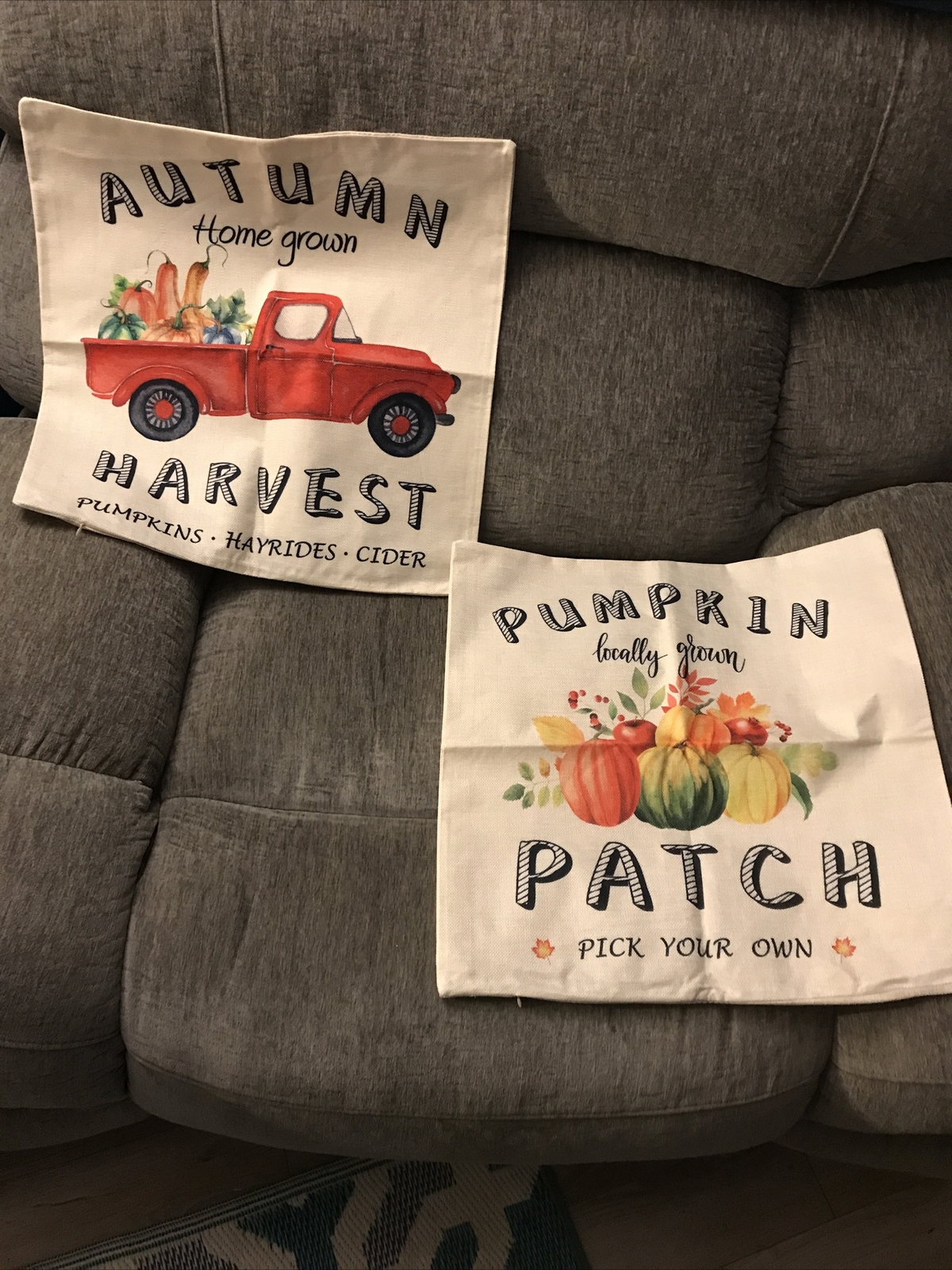 ULOVE LOVE YOURSELF 2Pack LinenThrow Pillow Covers Autumn Pumpkin Patch NEW