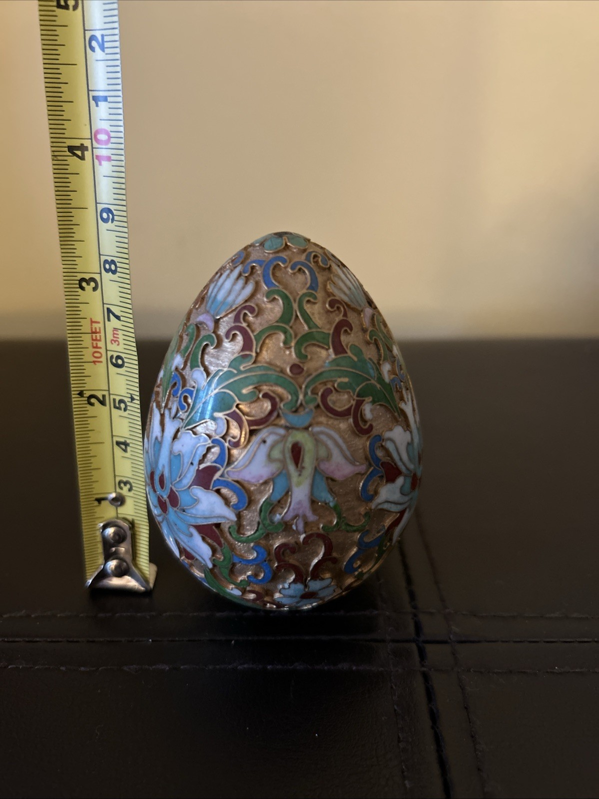 Vintage Cloisonne Enamel and Goldtone Metal Egg