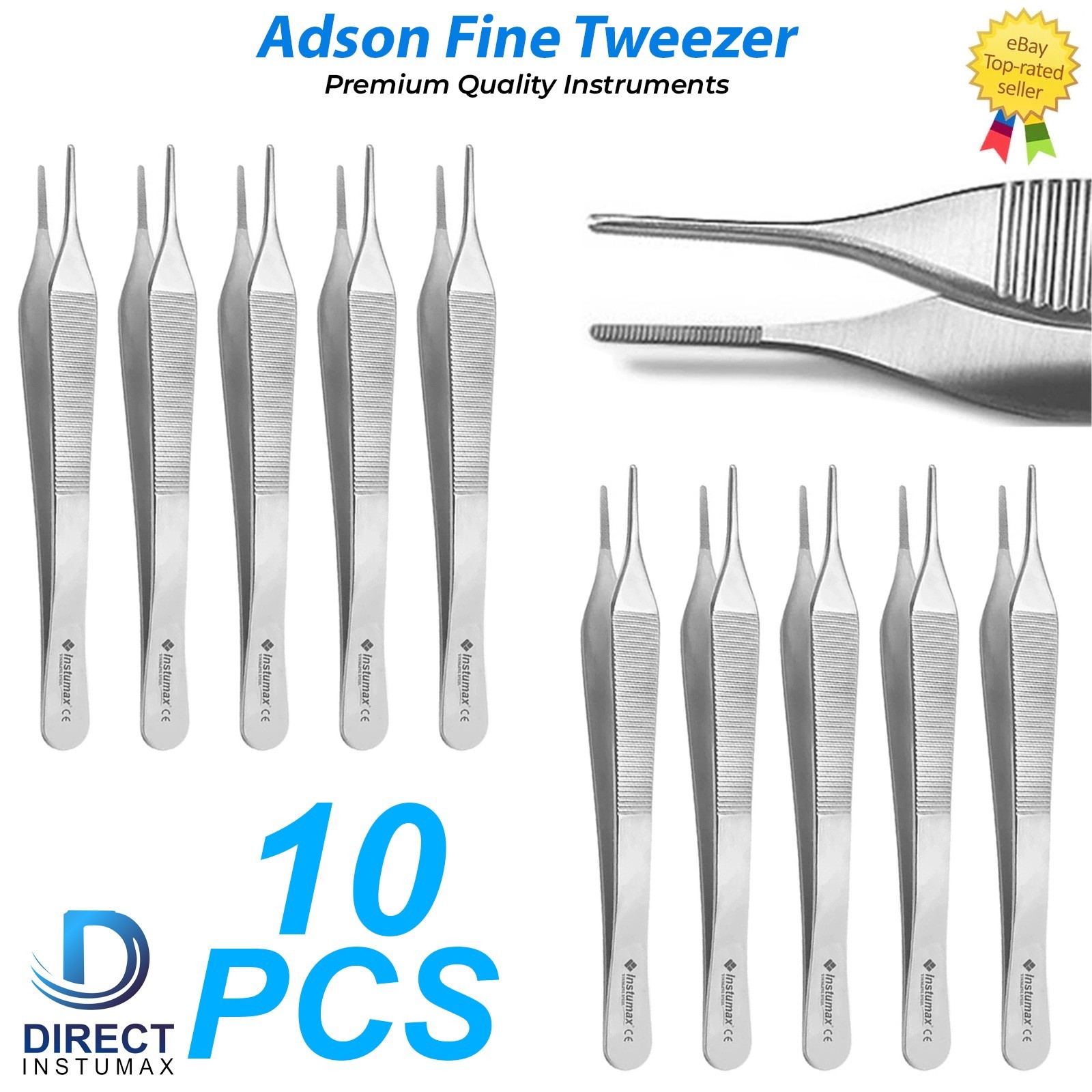 Adson Fine Tweezer Dental Tissue Forceps Serrated Tip Surgical Instrument