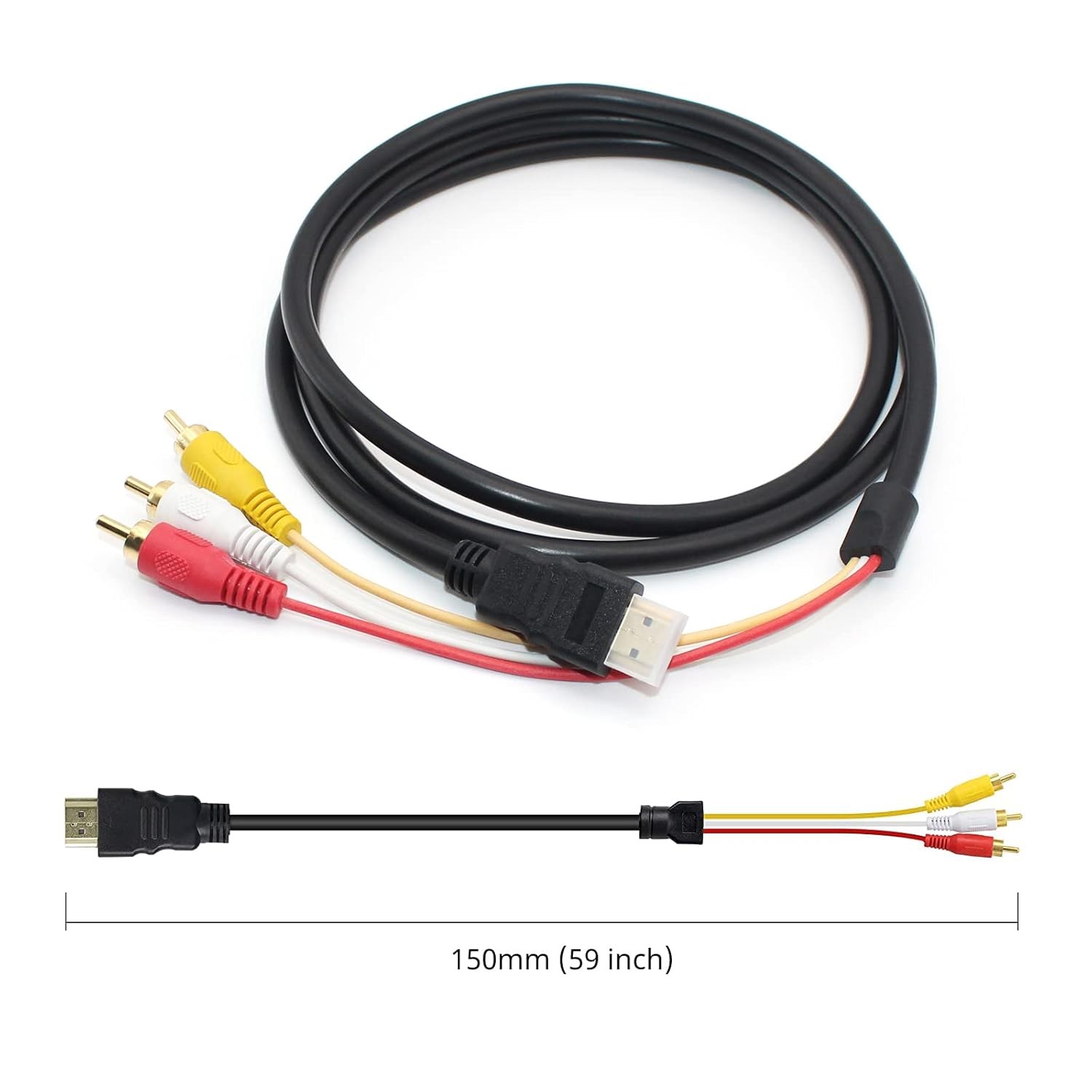 5FT HDMI Male To 3 RCA Video Audio AV Transmitter Adapter Cable HDTV 1080