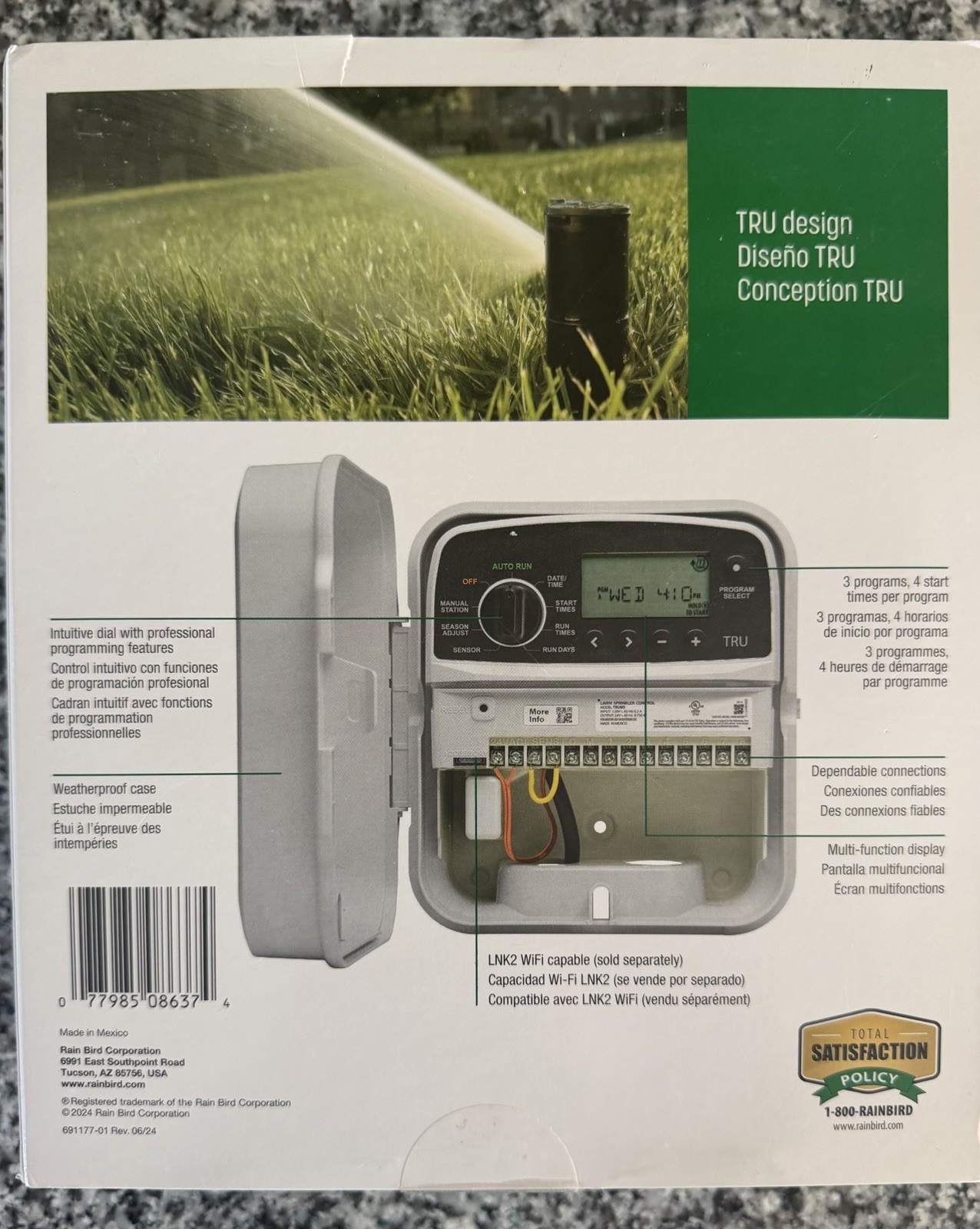 Rain Bird TRU8O Program-Based Indoor/Outdoor Irrigation Sprinkler Controller NEW