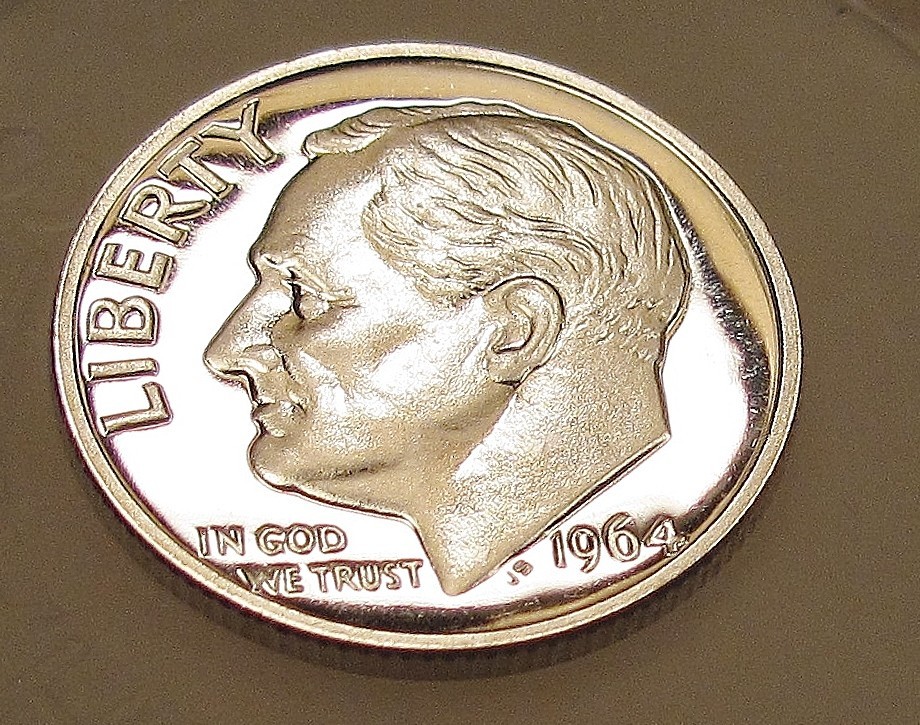 1964 Gem CAMEO  Proof Dime 90% Silver Outstanding Luster  #507 ~ 5