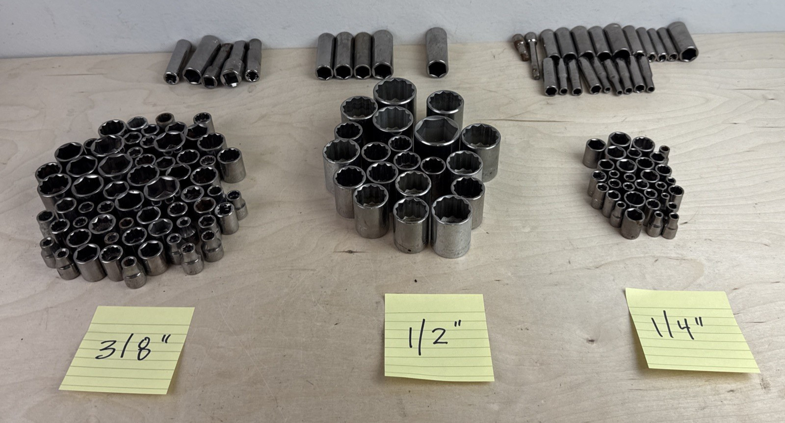 Large lot of Vintage Craftsman Sockets 1/4, 3/8, 1/2 Metric and SAE 6pt and 12pt