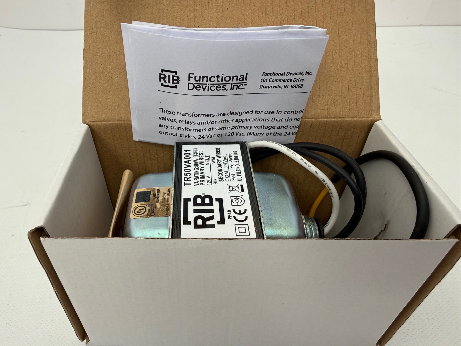 FUNCTIONAL DEVICES RIB TR50VA001  50VA TRANSFORMER NEW OPEN BOX
