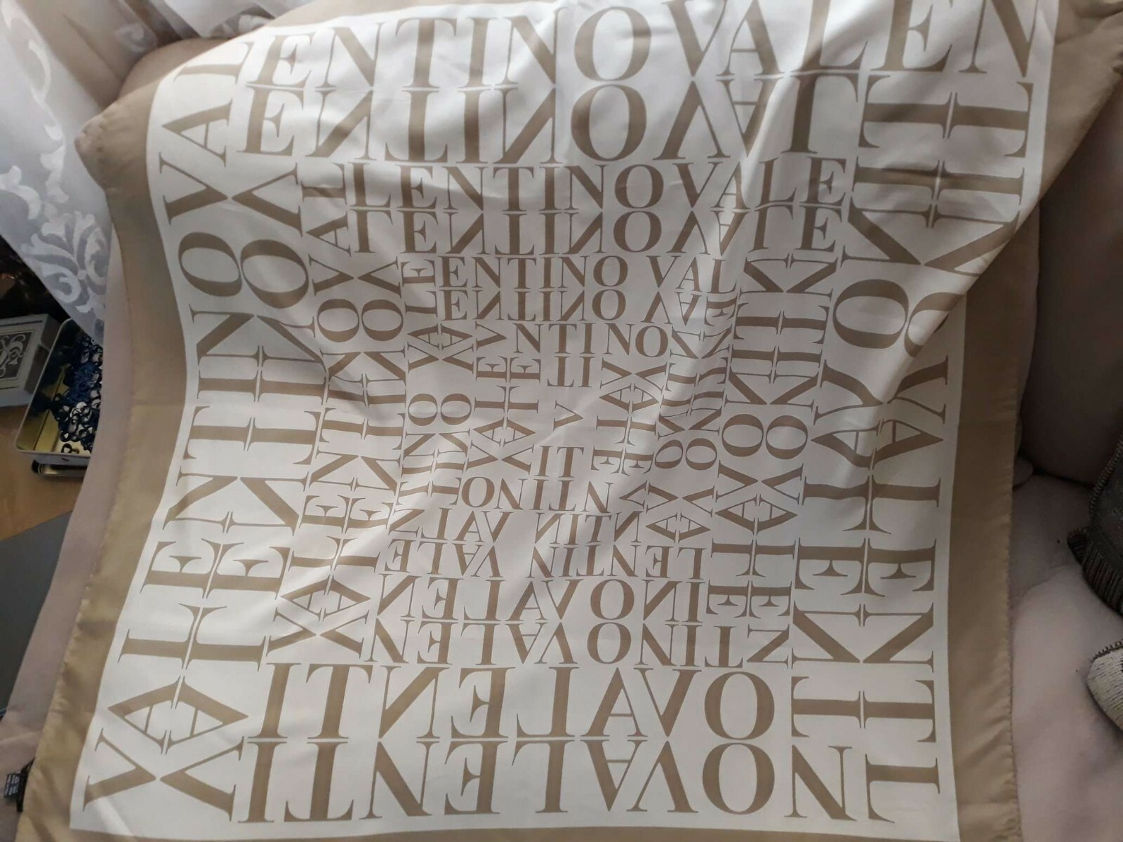 VALENTINO LOGO Square Silk Scarf