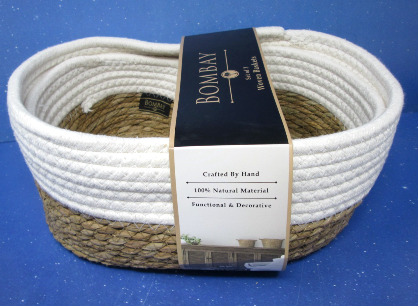 Bombay Woven Basket Set of 3 Oval Natural Nesting