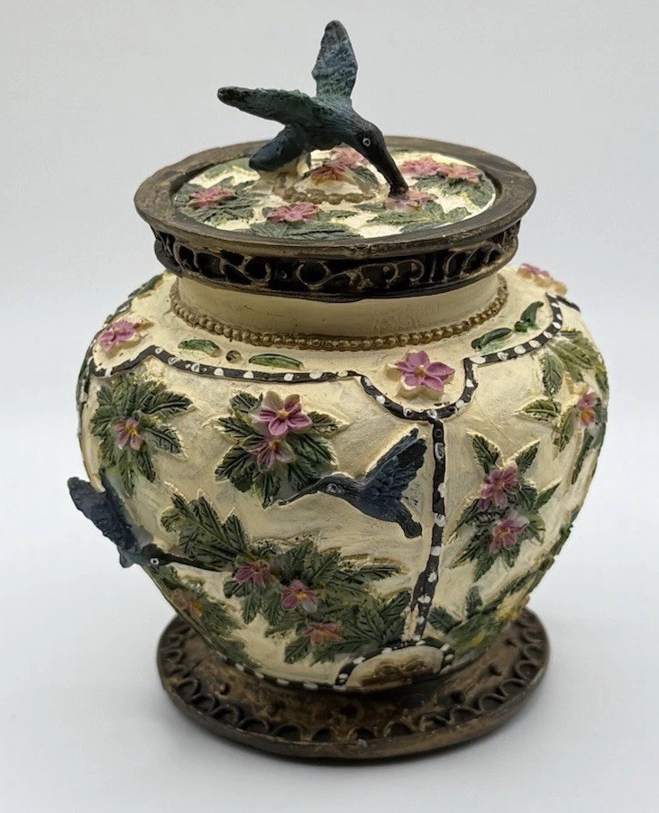 Vintage 3D Hummingbird Resin Trinket Box