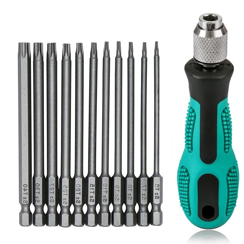 12 Piece Torx Screwdriver Set T6-T40, 1/4" Magnetic Torx Set with Hole S2 Ste...
