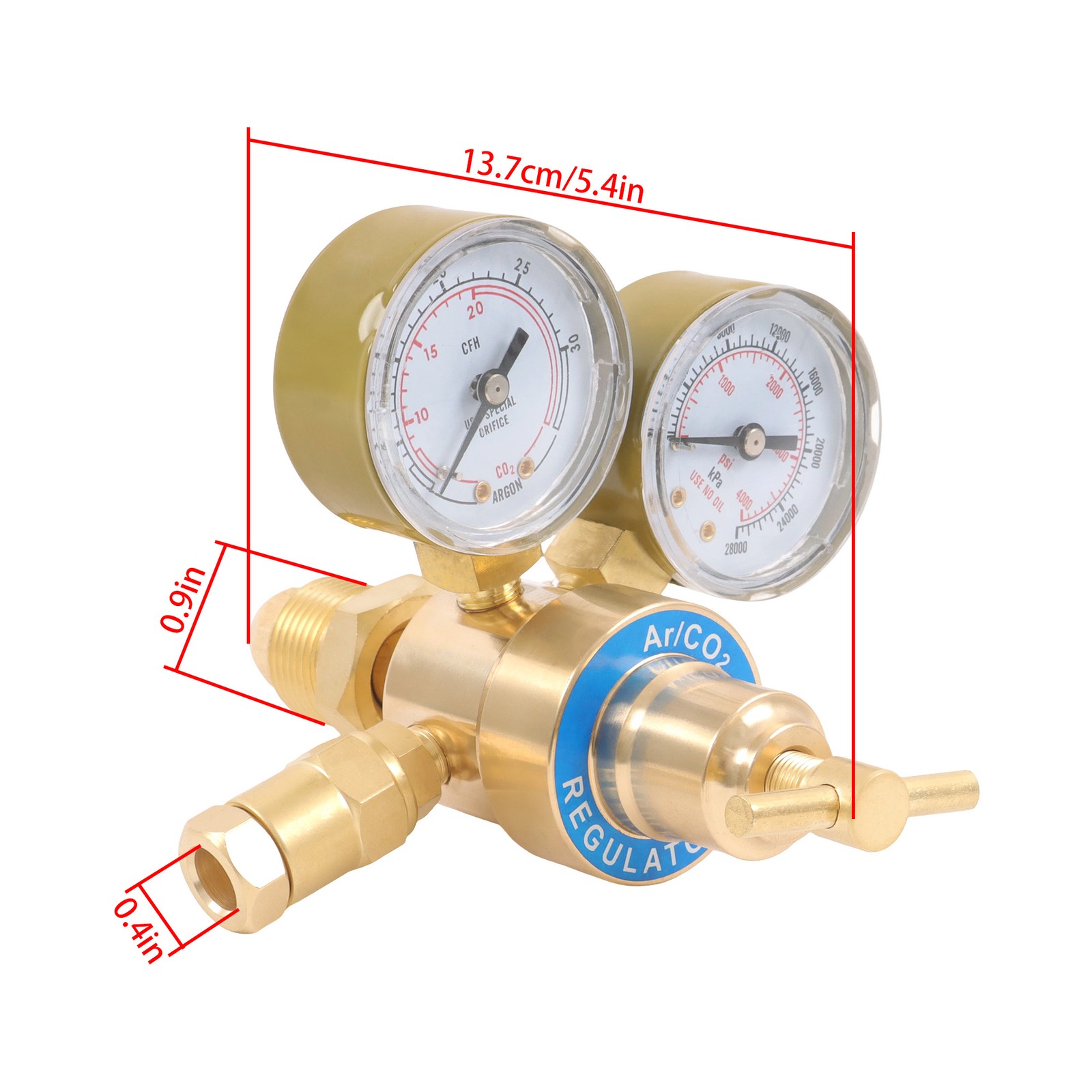 Easy-Read Dial Argon Regulator Flowmeter CGA-580 MIG TIG Welding