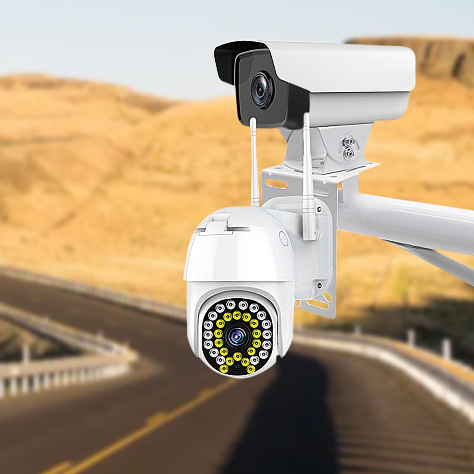 CCTV Mount Bracket, L-Shape Security Plate, Universal Wall White