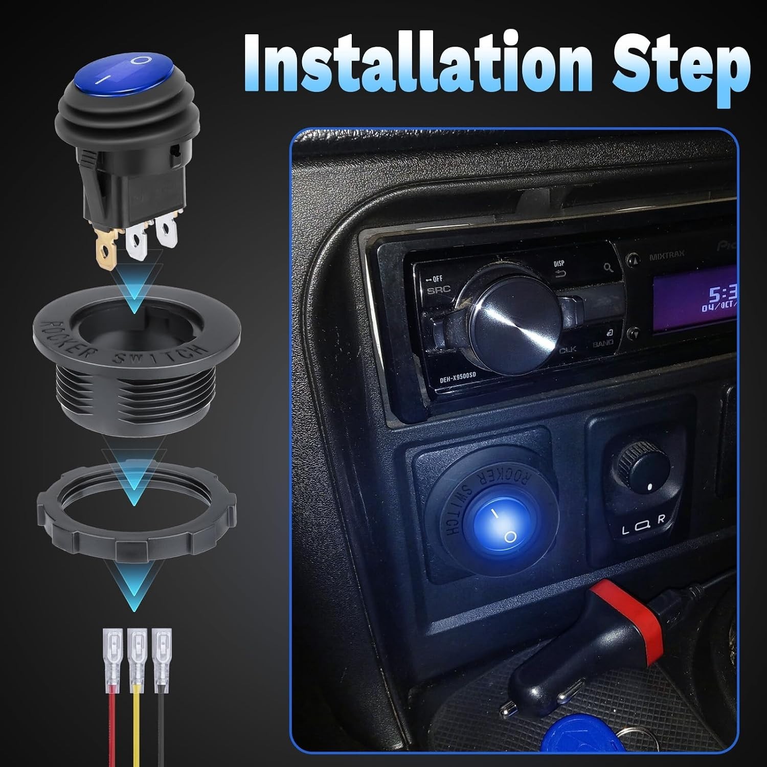 Round Rocker Switch, Toggle Switch 12V, Waterproof Lighted LED On Off Switch ...