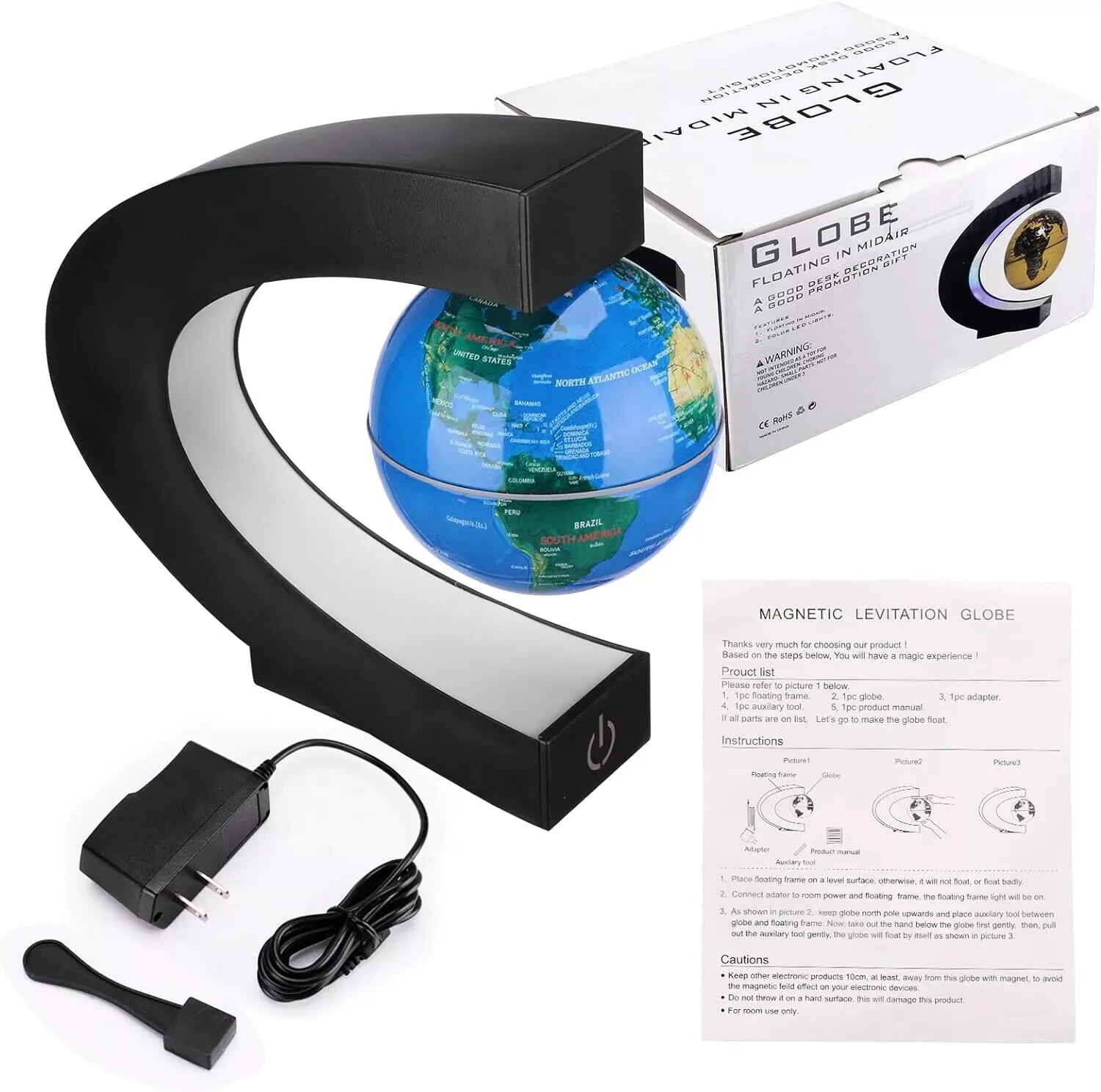 LED Globe Magnetic Levitation Floating Globe Light World Map Rotating Night Lamp