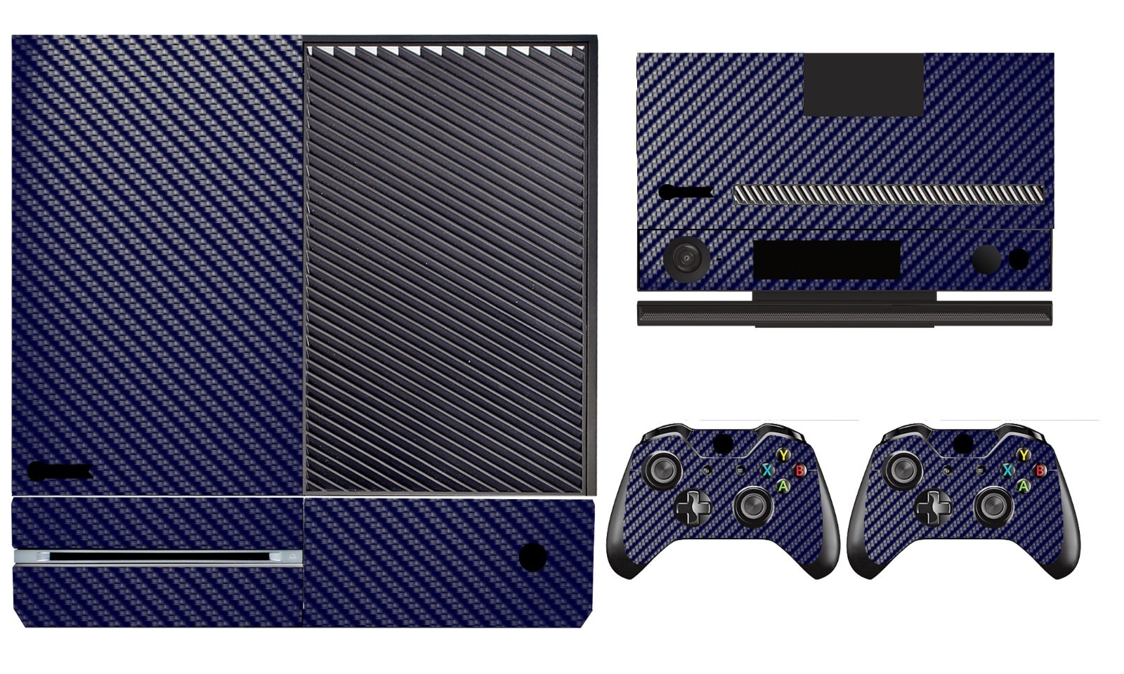 Blue Carbon Fiber Cover Skin Sticker for Xbox One & Kinect & 2 controller skins