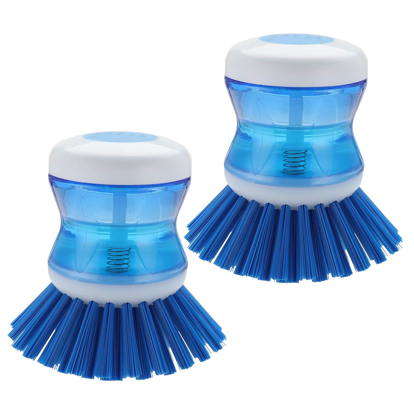 Dish Brush with Soap Dispenser for Dishes 2 Pcs Brush, Blue 2pack