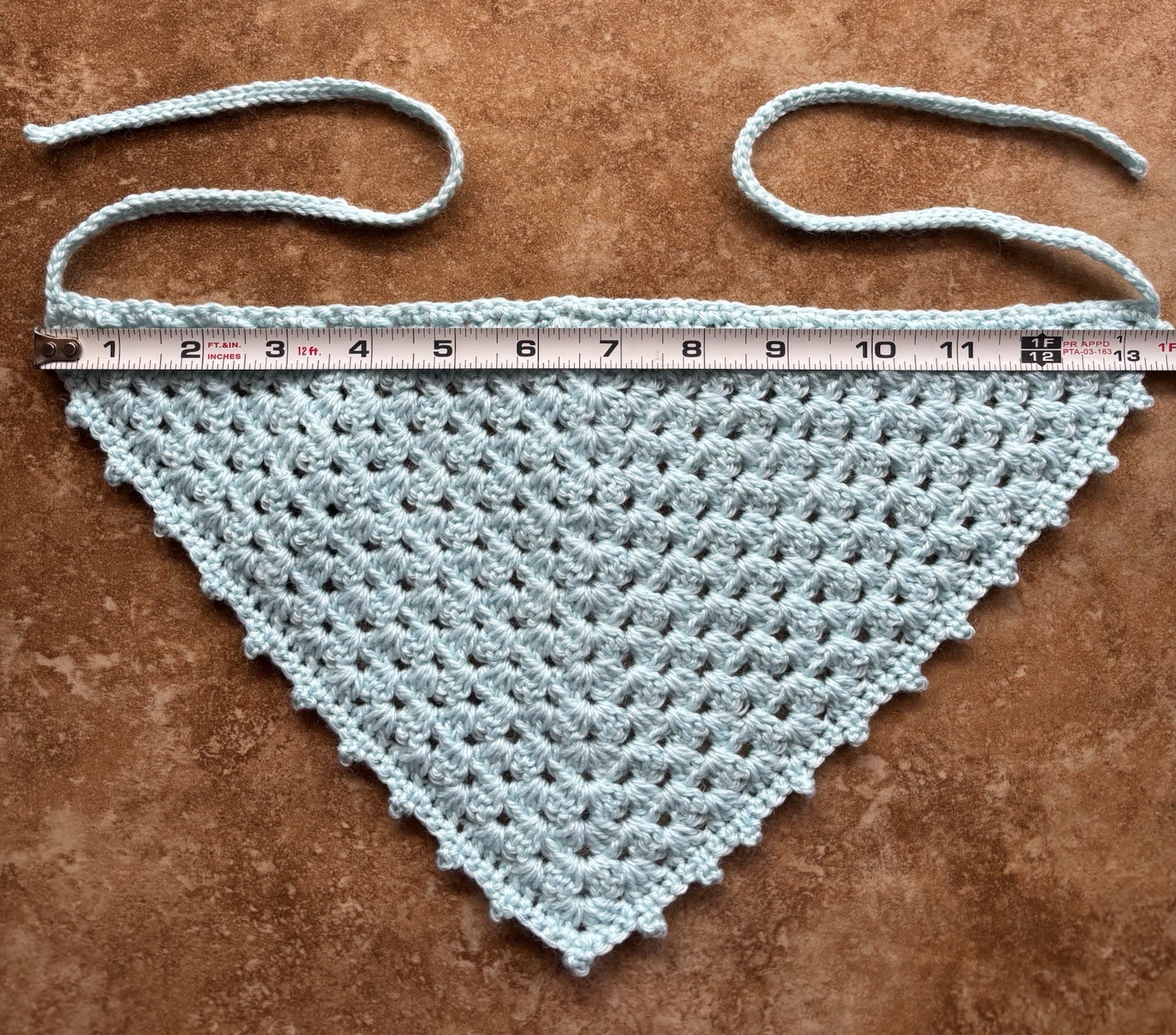 Handmade Crochet Bandana; Granny Stitch And Turquoise Color