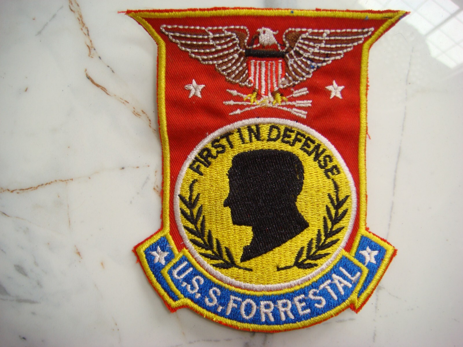 US NAVY SUPER CARRIER USS FORRESTAL "FIRST IN DEFENSE", VIETNAM WAR PATCH