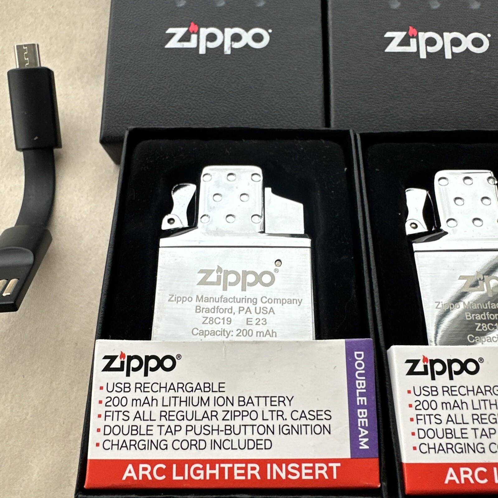 2 X Zippo Arc Lighter Insert. NEW UNUSED.