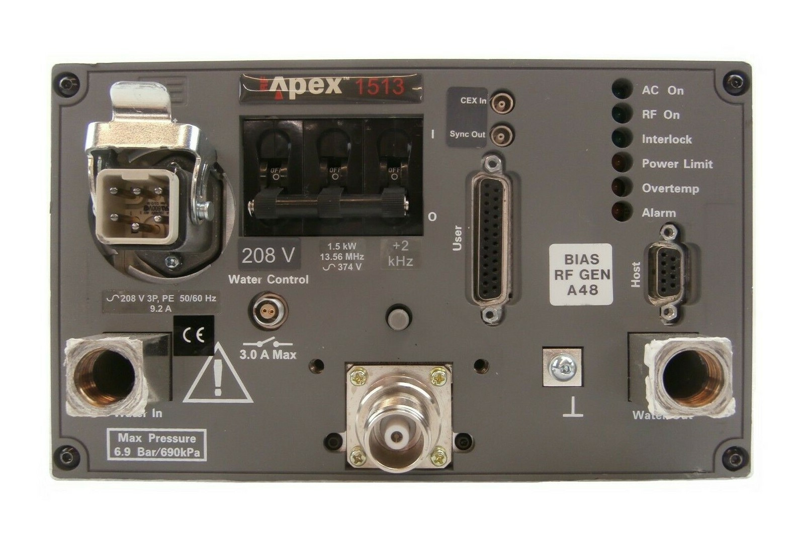 Apex 1513 AE Advanced Energy 1.5kW RF Generator Water Leak Tested Working