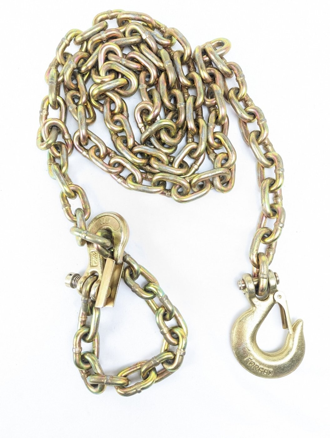 AutoHauler Supply 10 ft x 1/2 inch G70 Binder Chain Grab, Clevis Safety Hooks