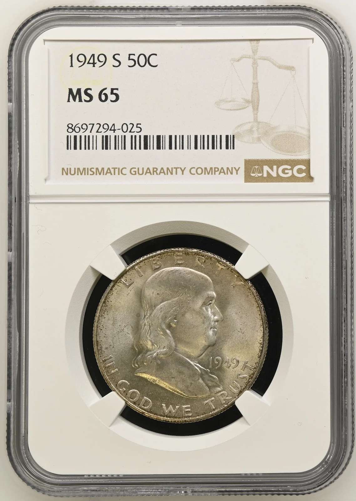 1949 S Half Dollars Franklin NGC MS-65