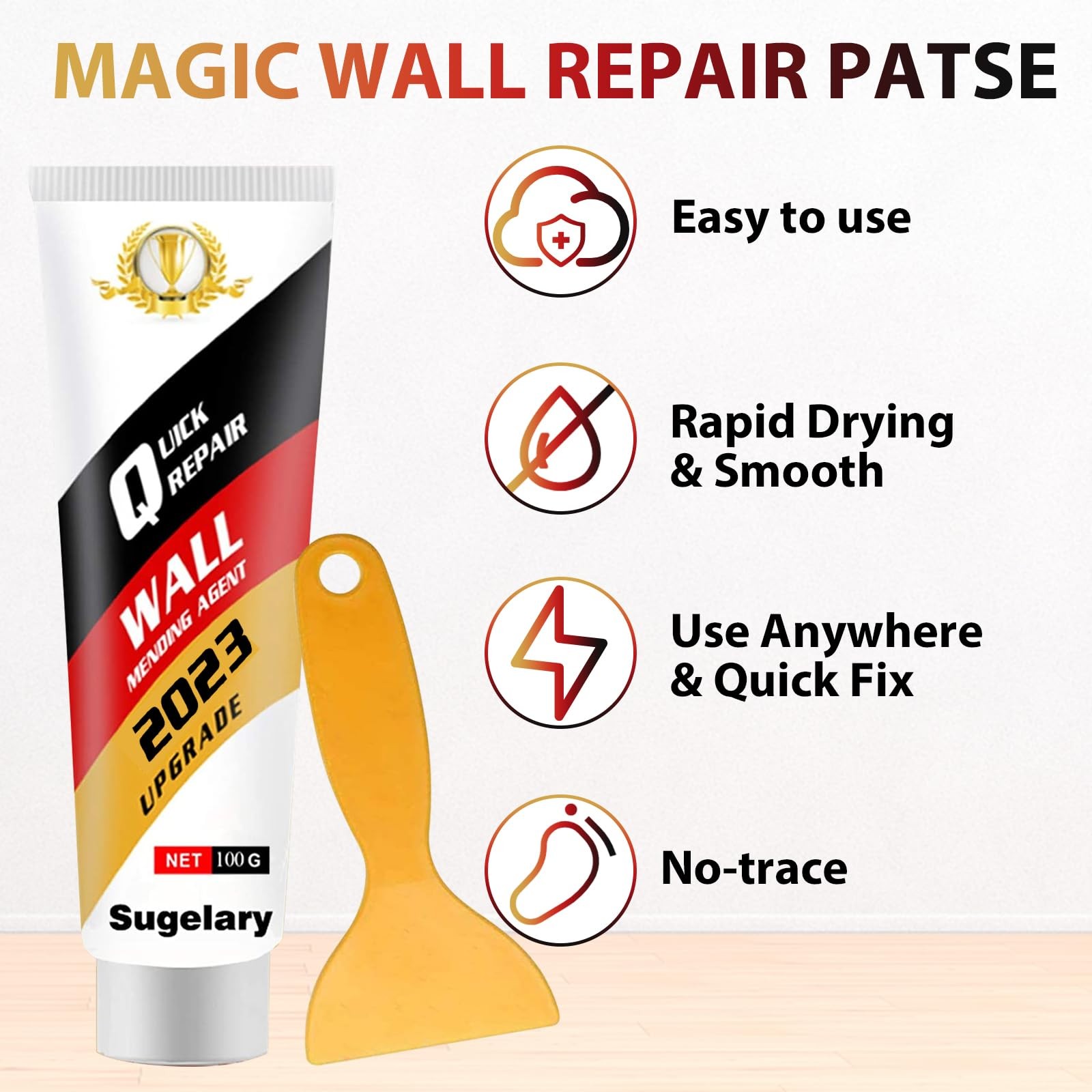 Sugelary Drywall Patch Repair Kit with Scraper, Wall Spackle Paste, 1 Pack