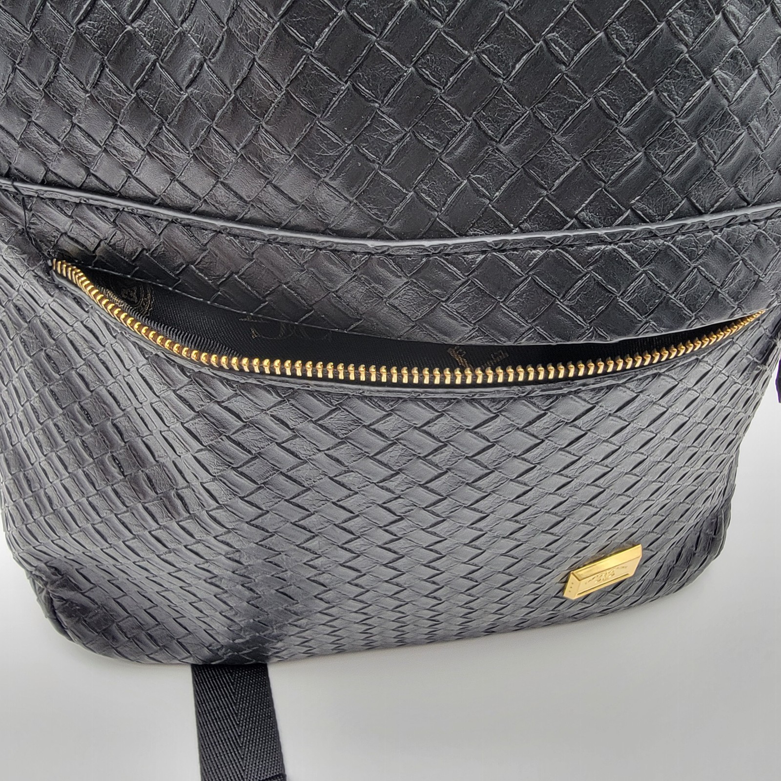 Capital Gains Black Woven Backpack + Strapback Hat Bundle NWT Gold Logo