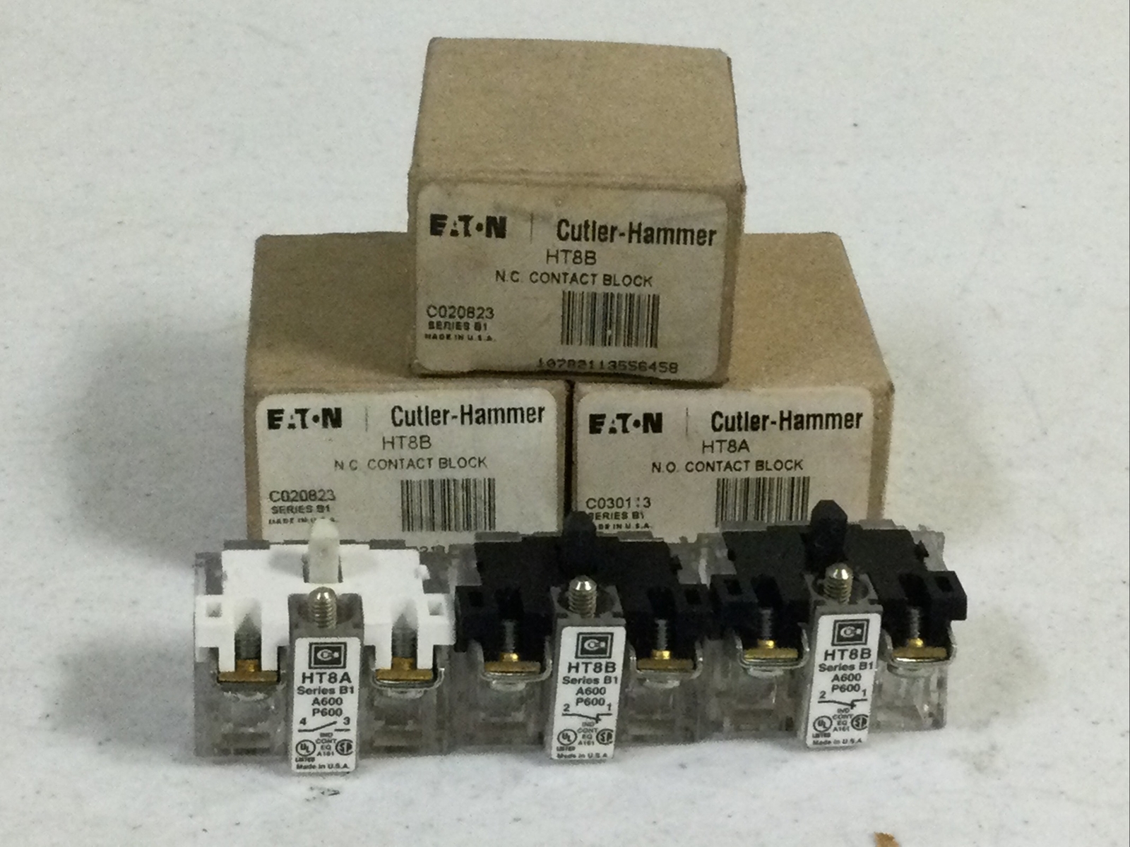 NEW, (LOT OF 3) EATON CUTLER-HAMMER HT8B NC CONTACT BLOCK, FREE SHIPPING