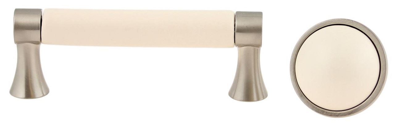 3" Bisque Ceramic Insert Pull Brushed Satin Pewter
