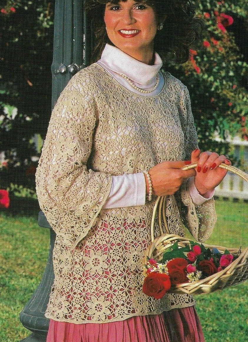 GARDEN BLOUSE SWEATER WOMEN'S CROCHET PATTERN INSTRUCTIONS