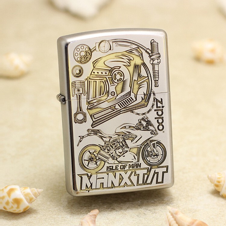 Genuine Zippo Motorcycle Helmet ISLE OF MAN TT Classic Windproof Armor Lighters
