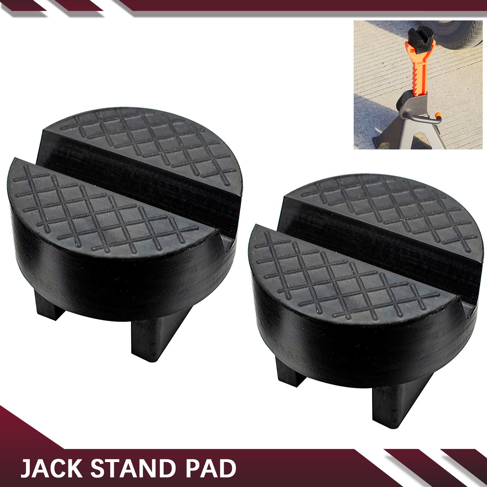 Axle Jack Stand Rubber Pad Pinch Weld Slotted Frame Rail Safety Jack Adapter 2X
