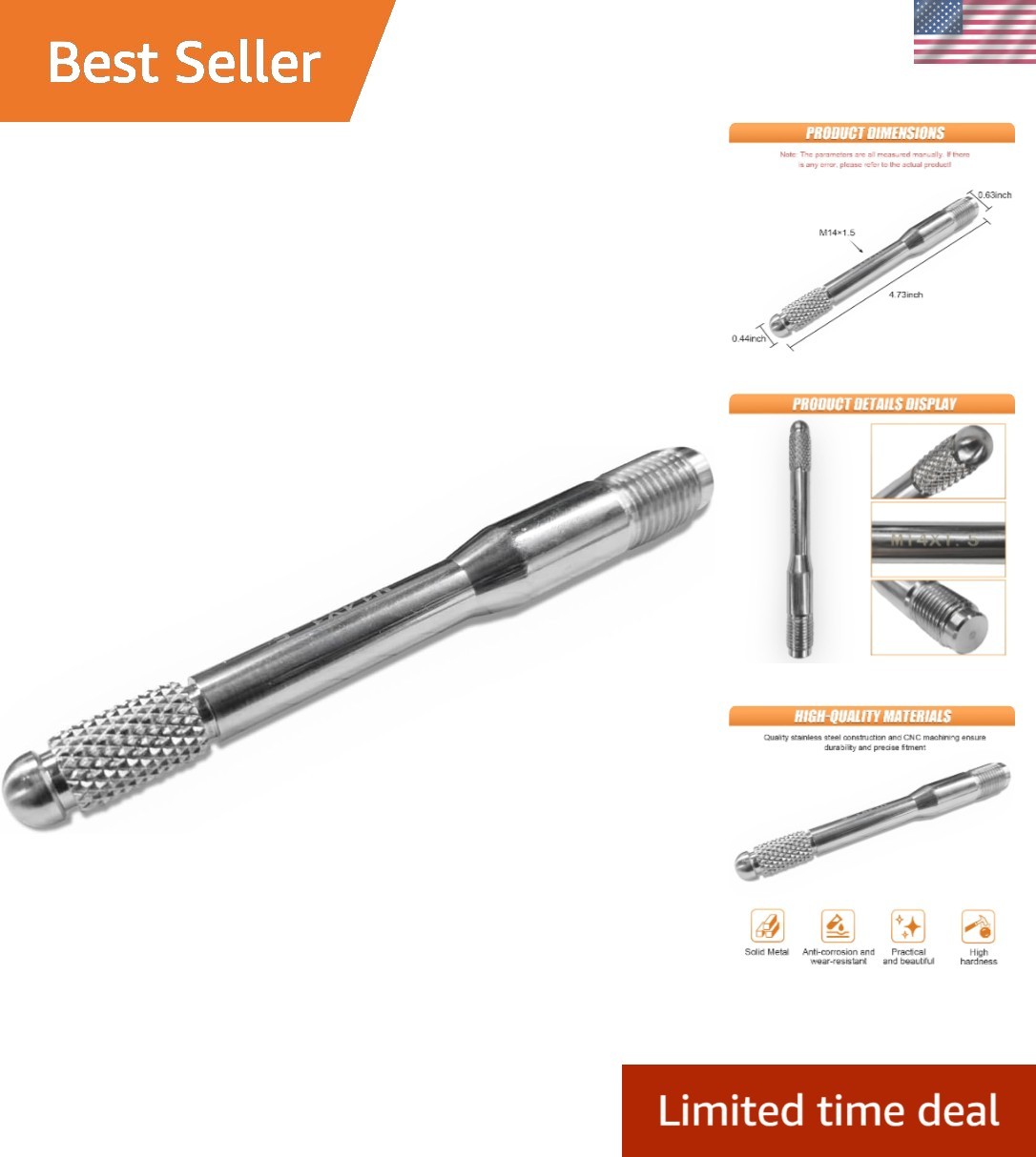 M14x1.5 Wheel Alignment Pin for Safe Tire Changes - Compact Design