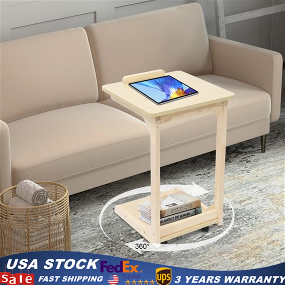 C-Shaped Couch Table Movable Bed/Sofa Side Table Adjustable Angle TV Tray Table