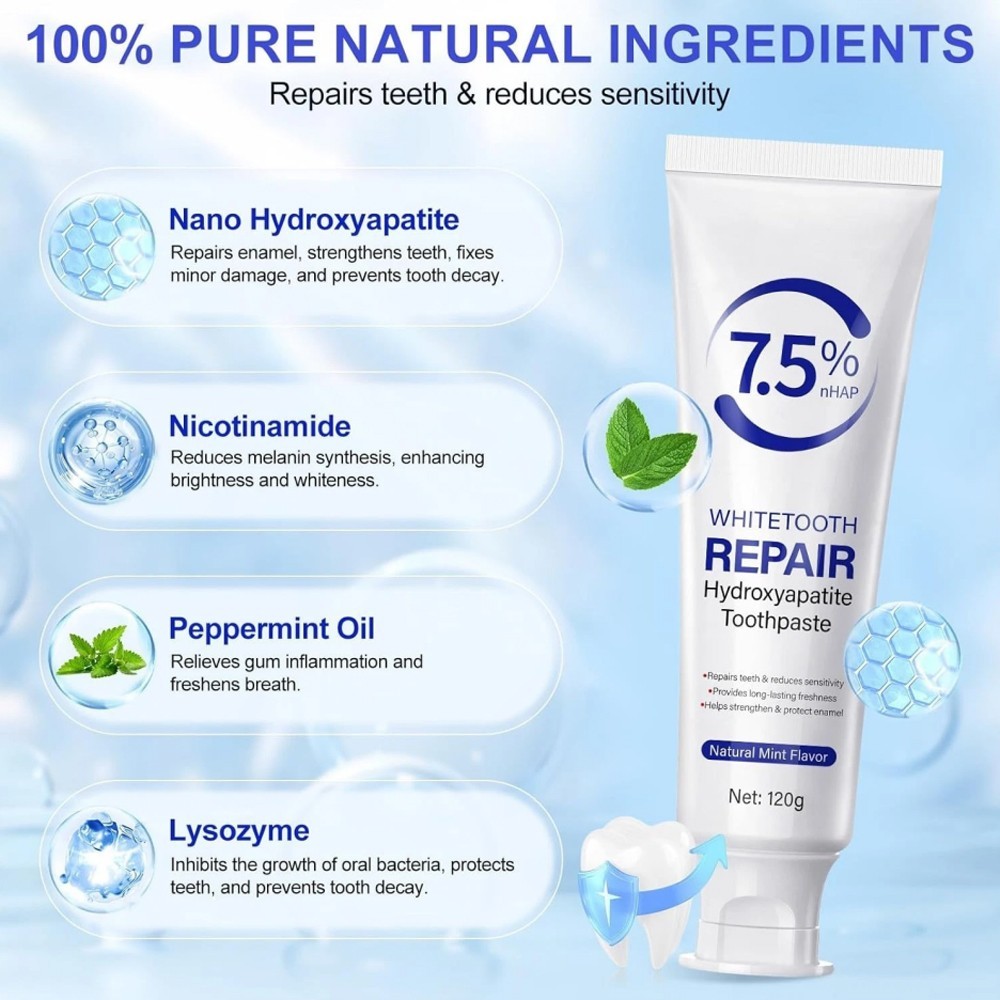 7.5% Hydroxyapatite Toothpaste 1 Pack Toothpaste for Advanced Enamel Protection