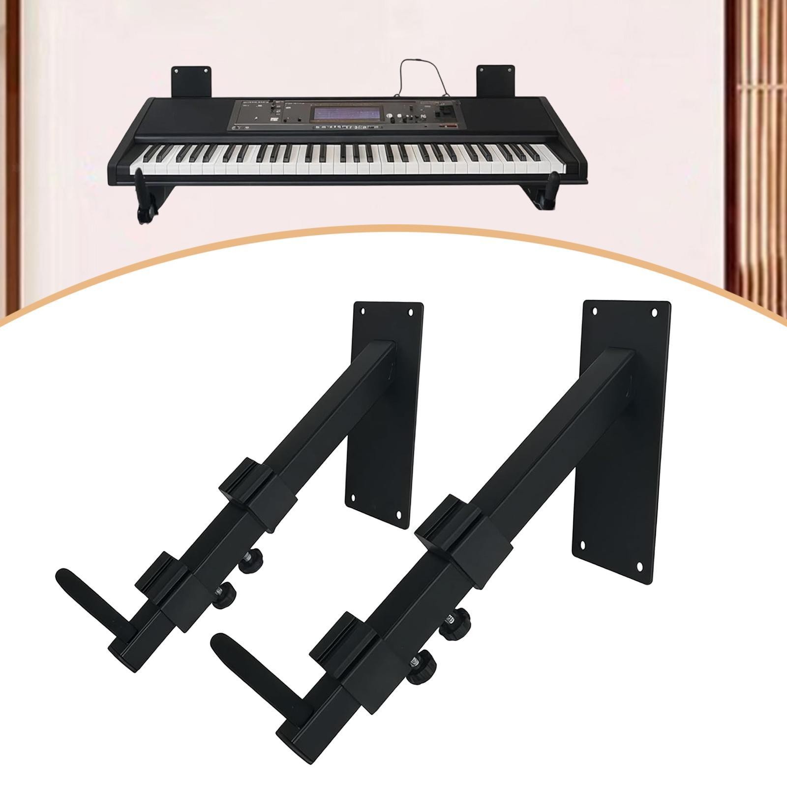 2Pcs Electronic Keyboard Hook Guitar Stand Metal Wall Mount Adjustable Display