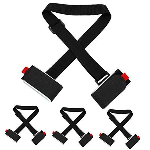 4 Packs Thick and Strong Ski Straps Black Ski Carrier Strap Adjustable