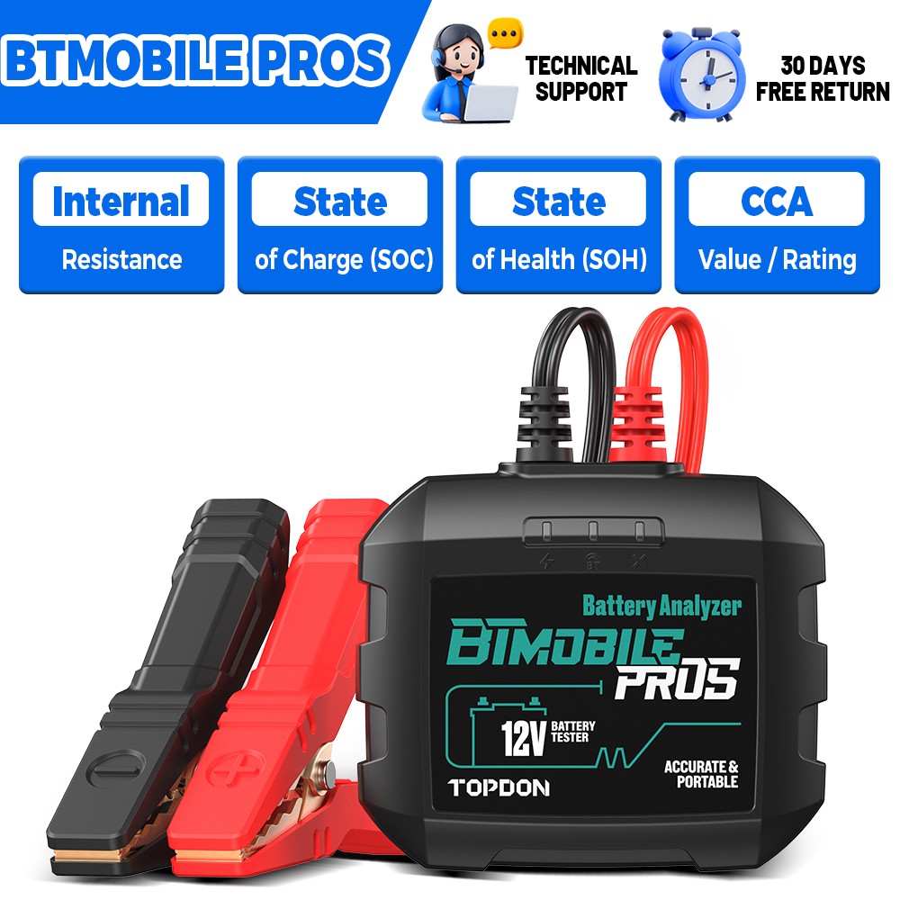 2026 TOPDON BTMobile PROS 12V Auto Battery Charging Tester Bluetooth 100-2000CCA