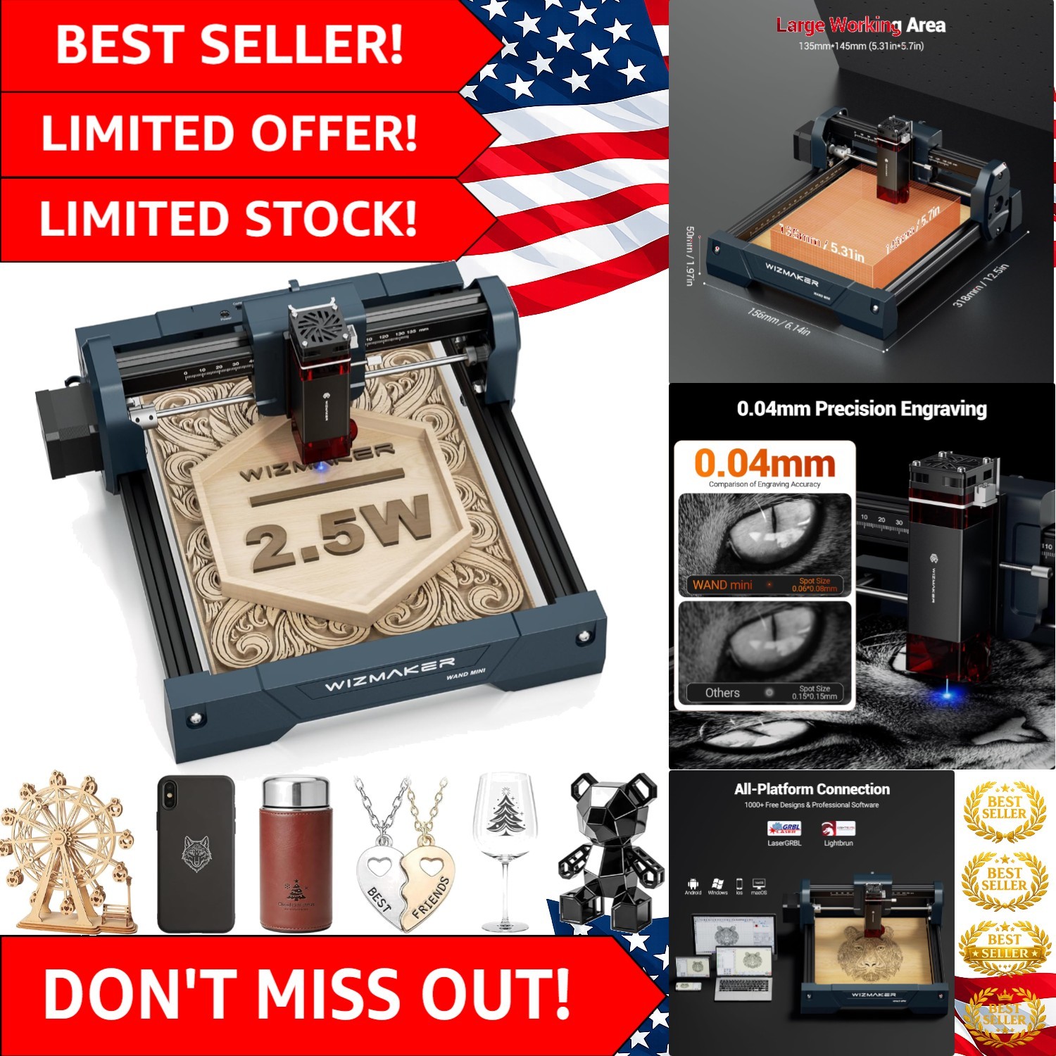 Versatile 2.5W Laser Engraver: Effortless Work on Wood and Acrylic Materials